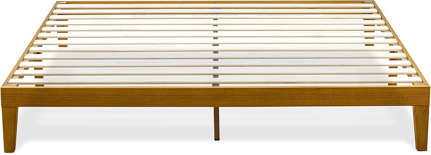 East West Furniture DNP-23-K King Size Platform Bed Frame with 4 Solid Wood Legs and 2 Extra Center Legs - Oak Finish