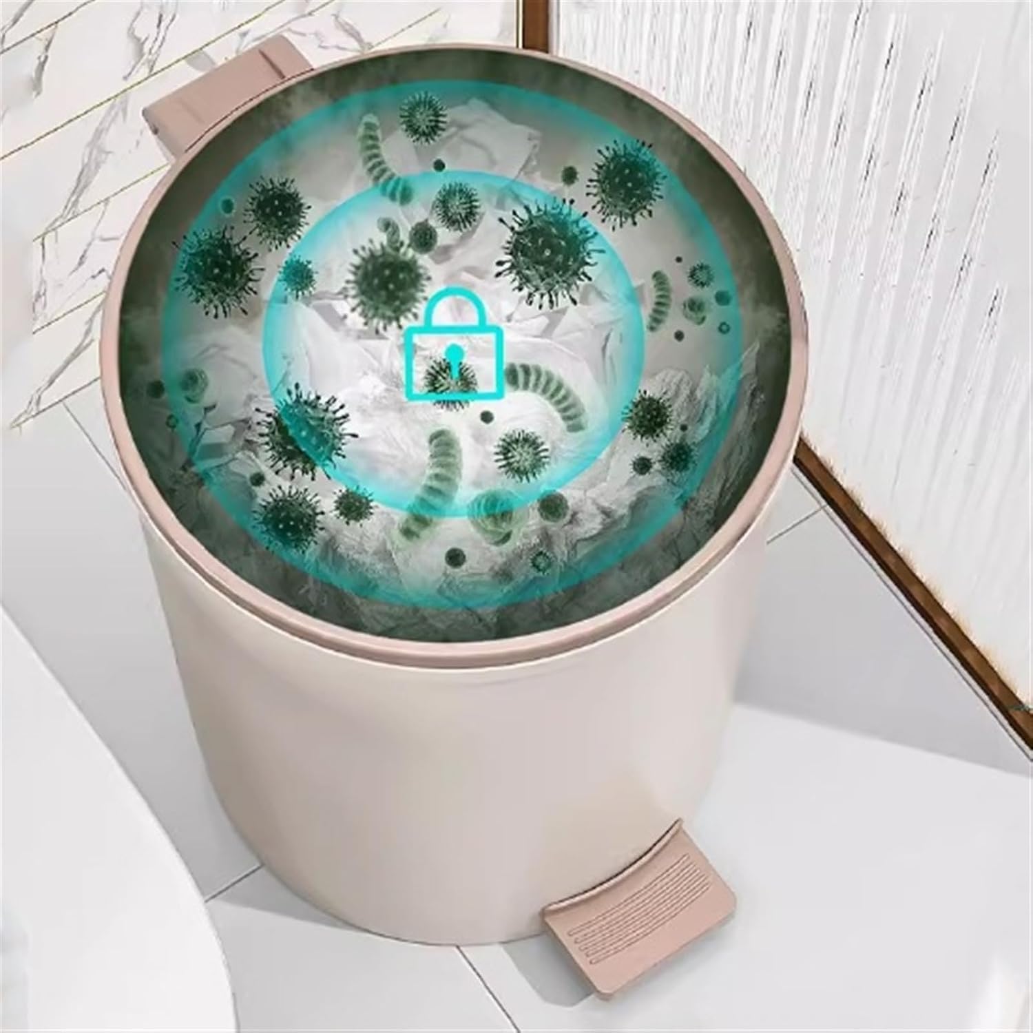 13L Round Touchless Smart Trash Can with Lid for Home Hands Free Operation Odor Control Blue Ideal for Living Room Bedroom Bathroom and Kitchen