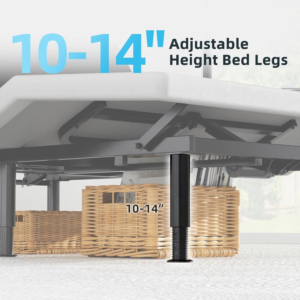 Queen Adjustable Bed Base Frame, Wireless Remote & Lift Motor, Dual USB Ports,Ergonomic Upholstered Bed Frame, Under Bed Lighting, Independent Head and Foot Tilt