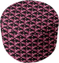 Stylish 20'' Wide Round Geometric Printed Cube Ottoman Create A Bold Statement in The Livingroom | UV, Scratch & Fade Resistant Vanity Stool Super Soft Extra Plush Comfy Bench Pink Black Color