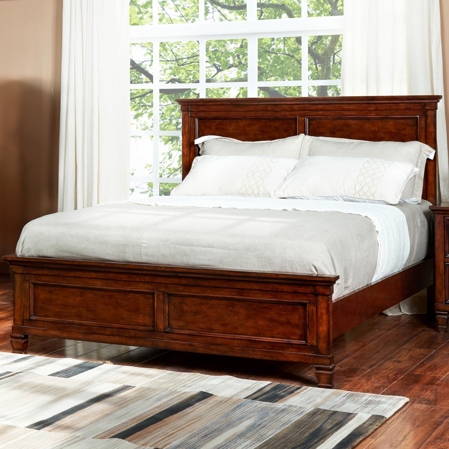 New Classic Furniture Tamarack Wood Queen Bed, Brown Cherry