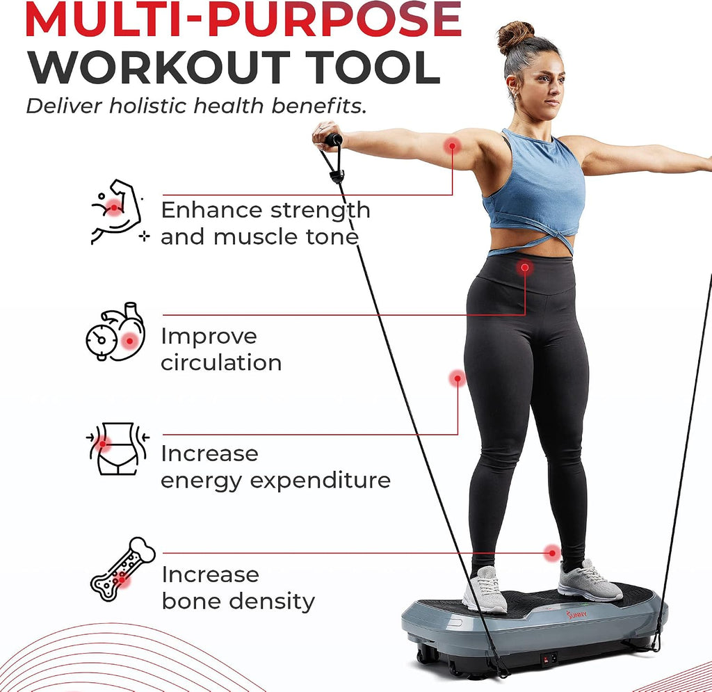 Sunny Health & Fitness Fitboard Vibration Platform Exercise Machine with Multiple Speed Settings and Vibration Modes for Multipurpose Workouts