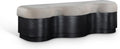 Meridian Furniture 22081Beige Savoy Collection Art Deco Bench with Soft Beige Velour Fur Fabric, Rich Black Finish, Mix of Solid Wood & MDF, 60' W x 18.5' D x 18.5' H, Beige