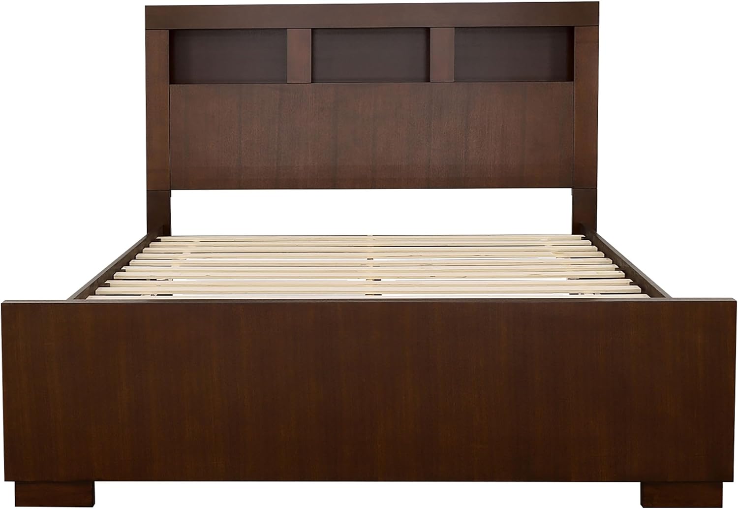 Coaster Home Furnishings Jessica Contemporary 4-Piece Bedroom Set Eastern King Size LED Storage Bookcase Bed Frame 47-inch Headboard Cappuccino 200719KE-S4