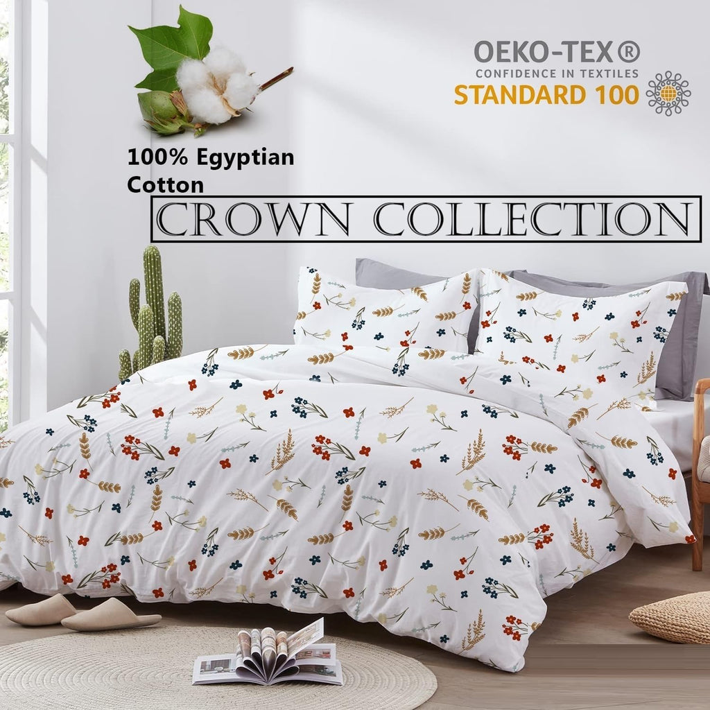 New Luxuriate Hotel 1000-TC Hypoallergenic Ultra Soft Design 100% Egyptian Cotton Solid Duvet Cover with Zipper Colser & 2pcs Pillow Case Set (Super King Plus 120X120, Jungle Flowers Print)