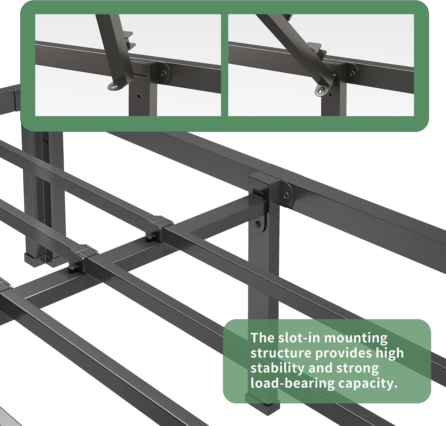 NKZ 18 Inch Metal Platform Bed Frame,Queen Bed Frame with Storage Space, No Box Spring Needed, Easy Assembly, Noise Free, 3,500 lbs Heavy Duty Steel Slats Support