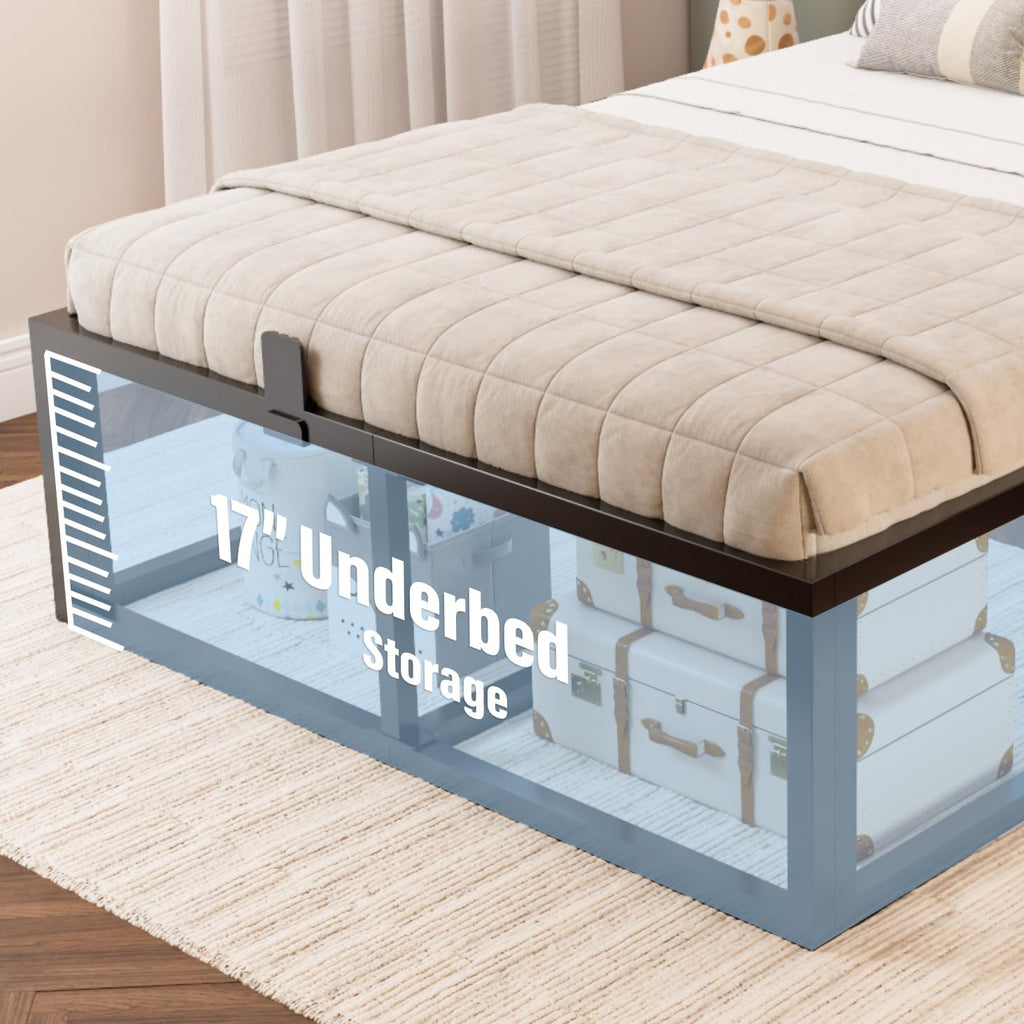 Bilily 18 Inch King Bed Frame with Steel Slat Support,Heavy Duty Metal Platform Bed Frame King Size Mattress Foundation,No Box Spring Needed,Easy Assembly,Noise Free,Black