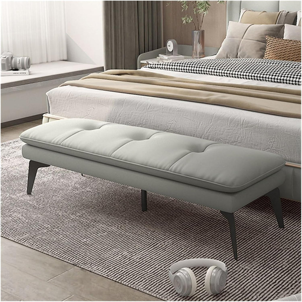 Bedroom End of Bed Bench Upholstered Bedroom Bench Leather Foot Stool Entrance Bench For Dining Room Living Room Bedroom End of Bed Ottoman Foot Rest Couch Long Bench ( Color : Gray , Size : 160*50*38