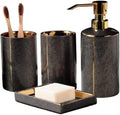 Vanity Bathroom Decor, Bathroom Accessories Sets Light Luxury Ceramics Bathroom Deco Accessroy Set Bathroom Accessories Housewarming Gift(Black,4pcs)