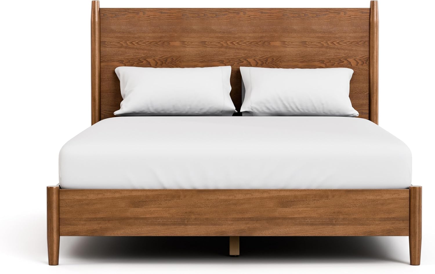 Furniture of America Wyatt Modern Solid Wood Full Bed Frame with Headboard, Wooden Bedframe for Bedroom, Guest Room, No Box Spring Needed, Walnut, Standard Platform