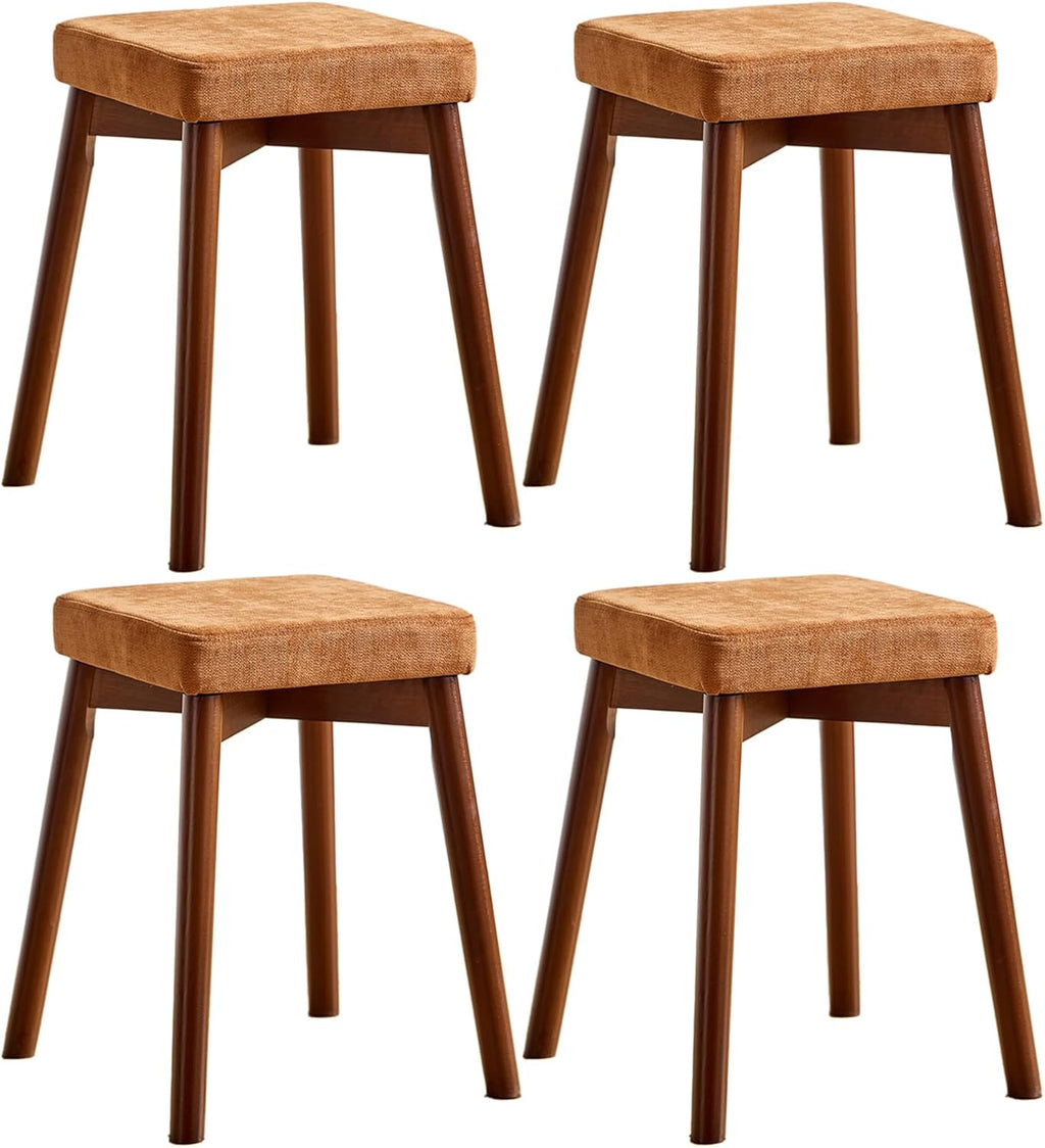 Upholstered Vanity Bench Set - Solid Wood Stool with Soft Cushion Seat for Living Room, Dining Room, Entryway, Bedroom, Home Decor