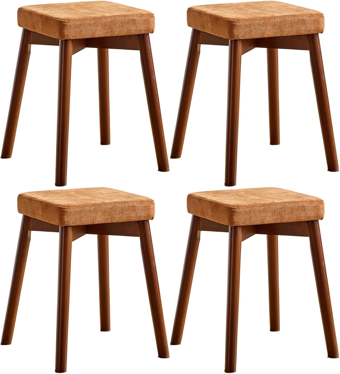 Upholstered Vanity Bench Set - Solid Wood Stool with Soft Cushion Seat for Living Room, Dining Room, Entryway, Bedroom, Home Decor