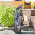 Faux Stone LED Floor Fountain 39 2/5', Bell 5-Tier Waterfall Outdoor Fountain LED Illuminated Water Feature for Patio Garden
