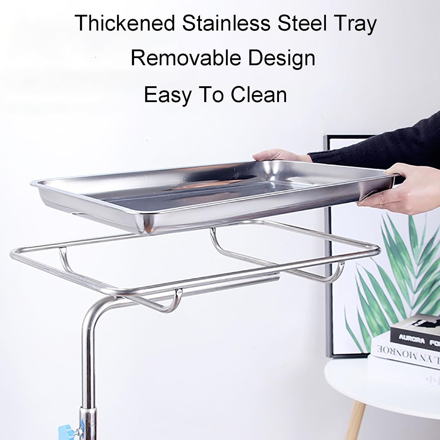 Mayo Instrument Stand with Mobile Caster Base, Adjustable Height 31.5'-43.3', for Clinic, Beauty, Salon, Medical, Dental, Tattoo(45x35x(80-110) cm)