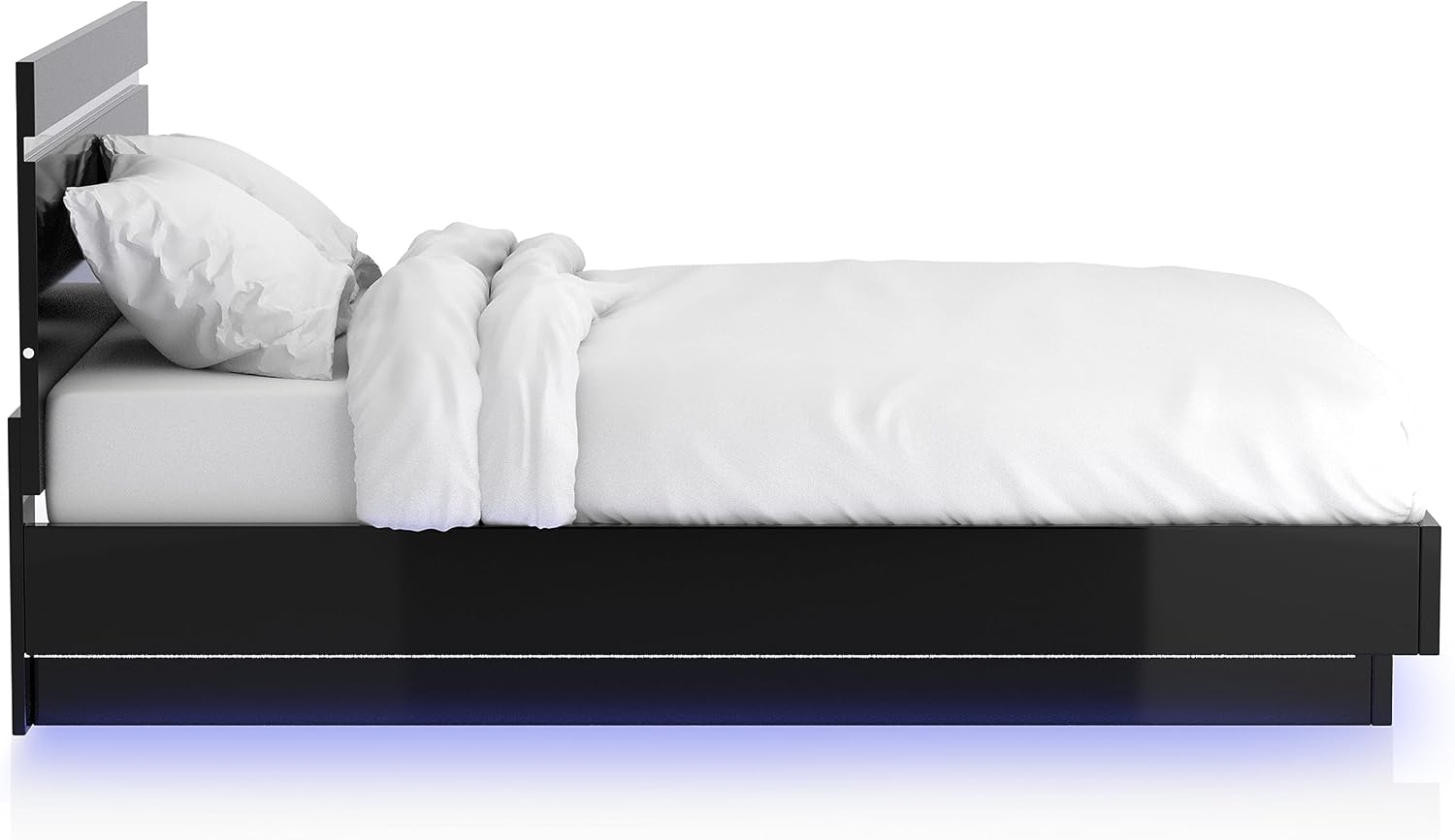 Furniture of America Alexandria Glam Wood 6-Piece Bedroom Set with Embedded LED Light, USB Charger, Felt-Lined Top Drawers, No Box Spring Required for Bedroom, Guest Room Bed, Queen, Black, Chrome