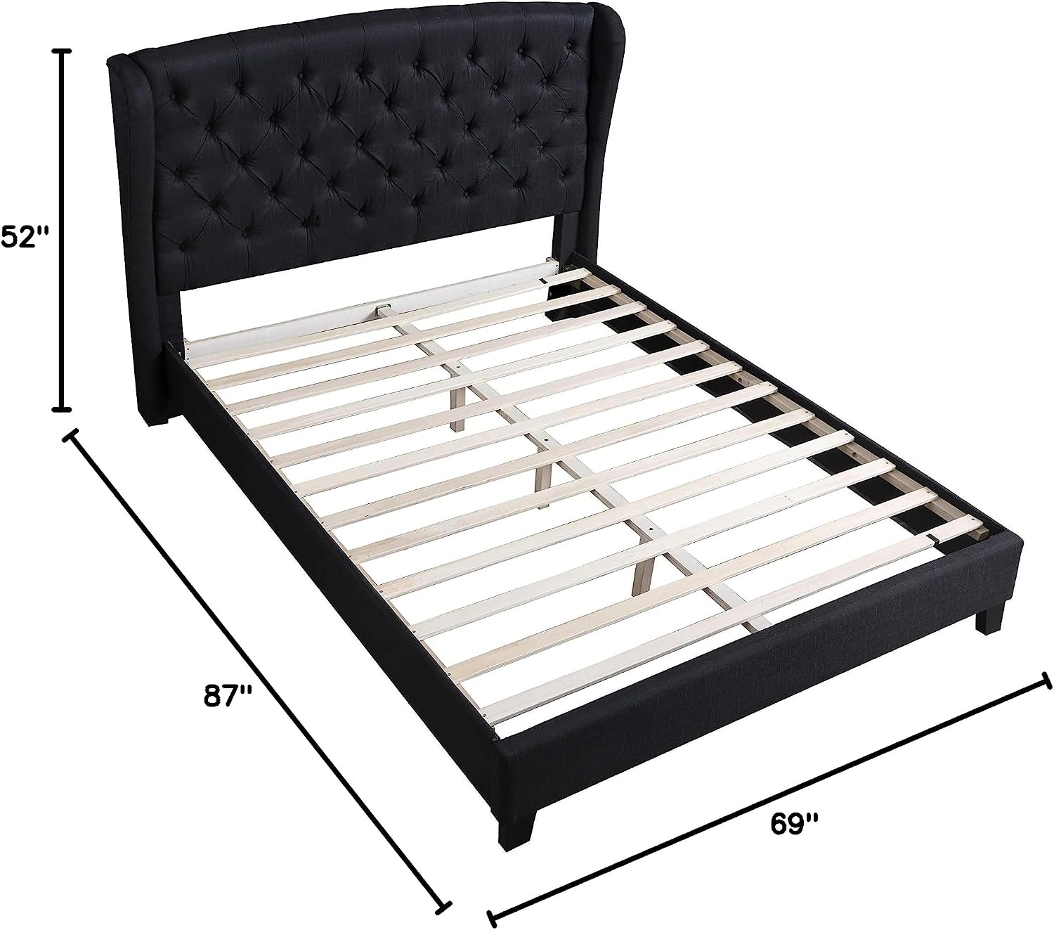 Best Master Furniture YY130 New Tufted with Wingback Platform Bed Black Queen