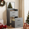 3 in 1 Make Vanity Desk with Flip Top Mirror,Glass Top Makeup Vanity Table with Cushioned Stool,Small Dressing Table with 3 Drawers,Compact Vanity Set for Apartment,Dormitory(Grey)