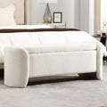 ROCTY White Boucle Storage Bench - 50' Sherpa Ottoman Bench for Bedroom, Entryway, Living Room & Vanity - Teddy Fabric with Storage & Seating
