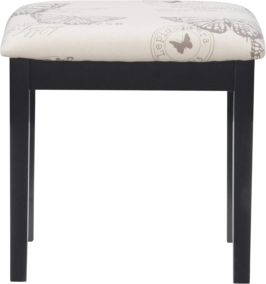 Linon Home Dcor Linon Black Butterfly Stool Vanity Set with Bench, 36'w x 18'd x 30'h,