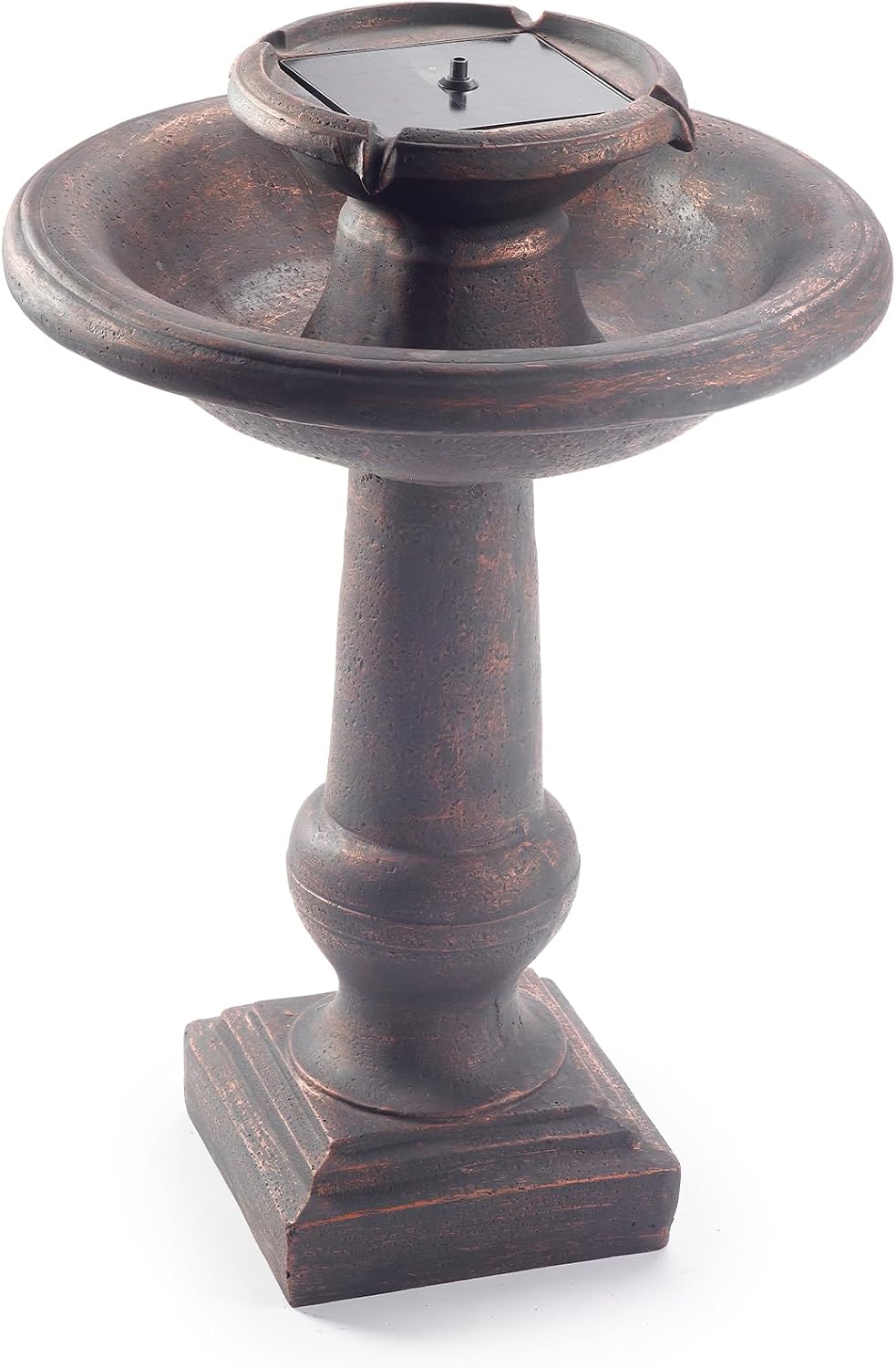 Smart Solar Chatsworth IntelliSolar® 2-Tiered Outdoor Solar-Powered Fountain with Remote, Bubbler, and Spray, Classic Pedestal Solar Garden Fountain, Bronze