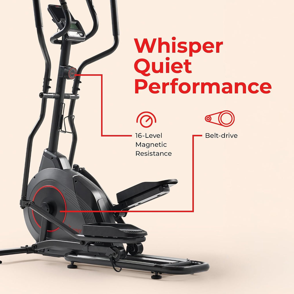 Sunny Health & Fitness Smart Upright Elliptical w/Pulse Sensor Built-in, Indoor Full-Body Cross-Training & Cardio Exercise Machine for Home, Free SunnyFit App Connection