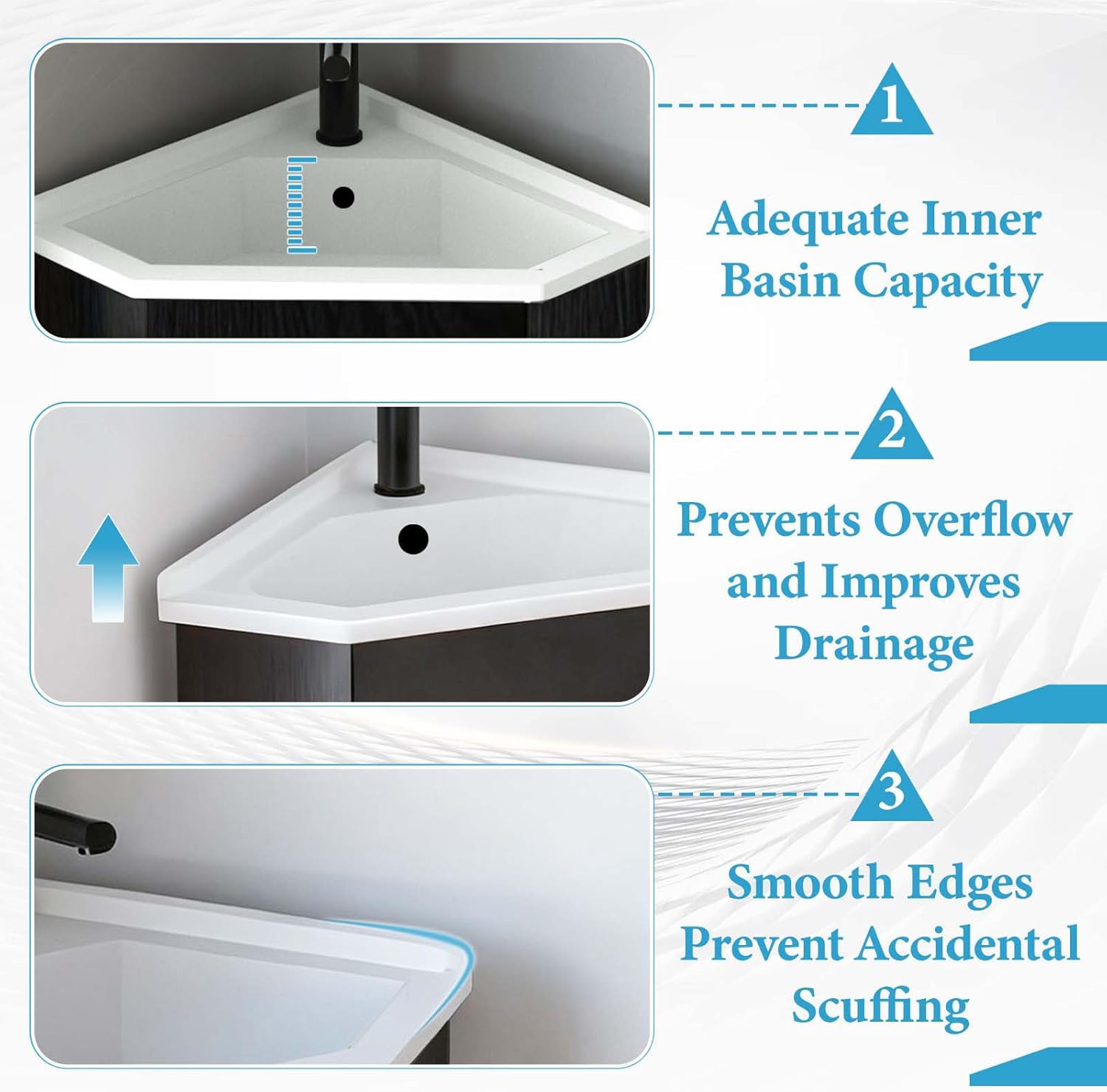 26' Corner Bathroom Vanity with Ceramic Sink for Small Space Freestanding Bathroom Cabinet Sink Combo with Shelf Modern Storage Cabinet with Console Sink Compact Space Small Utility Sink with Drain