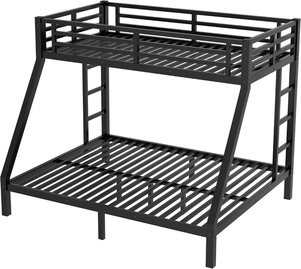 Bellemave Bunk Bed Twin XL Over Queen, Heavy Duty Metal bunk Bed Frame for Adults, Twin XL Queen Bunk Beds, Black
