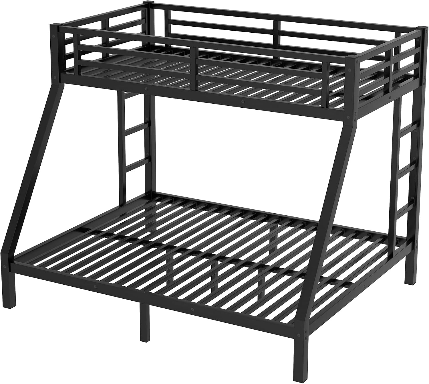 Bellemave Bunk Bed Twin XL Over Queen, Heavy Duty Metal bunk Bed Frame for Adults, Twin XL Queen Bunk Beds, Black