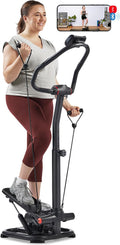 Sunny Health & Fitness Smart Stair Stepper Machine for Home Workouts with Handlebar, Resistance Bands, Bluetooth & SunnyFit App, Space-Saving Low-Impact Cardio Stepper
