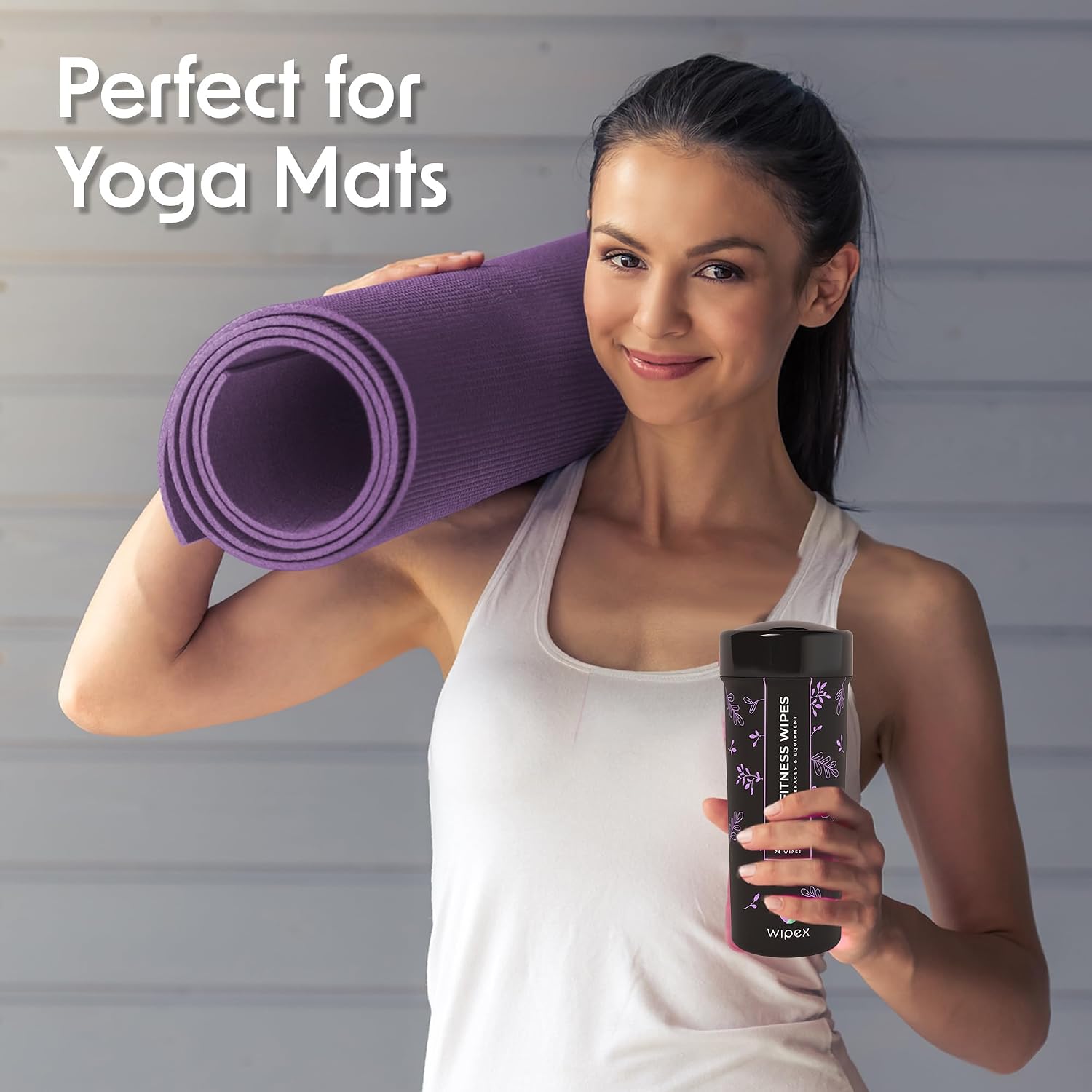 Wipex Yoga Mat Cleaner & Fitness Gym Wipes - Natural Lavender & Vinegar - 75 Count for Cleaning Yoga Mats, Spinning & Peloton Bikes, Weight Machines & Surfaces - 12 Pack Case