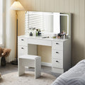 CLIPOP Makeup Vanity Desk with Large Lighted Mirror, Makeup Table with 7 Drawers, Power Outlet, Touch Control 3 Color Modes & Adjustable Brightness LED Strip, Cushioned Stool | Bedroom Dressing Table