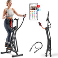 Sunny Health & Fitness Foldable Air Walk Elliptical, 30' inch Long Stride Glide Exercise Full-Body Cardio Cross Smart Trainer for Home Office, SunnyFit App via Bluetooth with Adjustable Resistance
