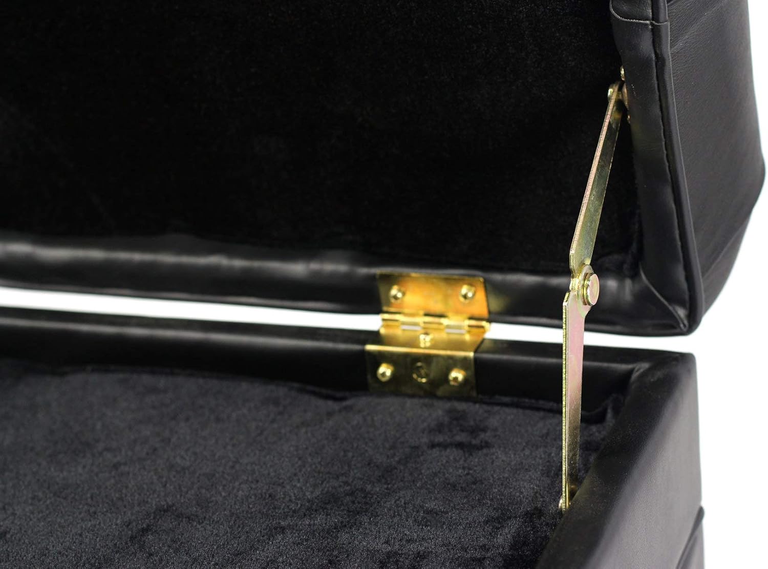 Griffin Piano Bench (Genuine Leather Plus Series) – Adjustable Ergonomic Keyboard Stool with Storage, Black Wood Frame for Home, Musicians, Guitar & Vanity Use