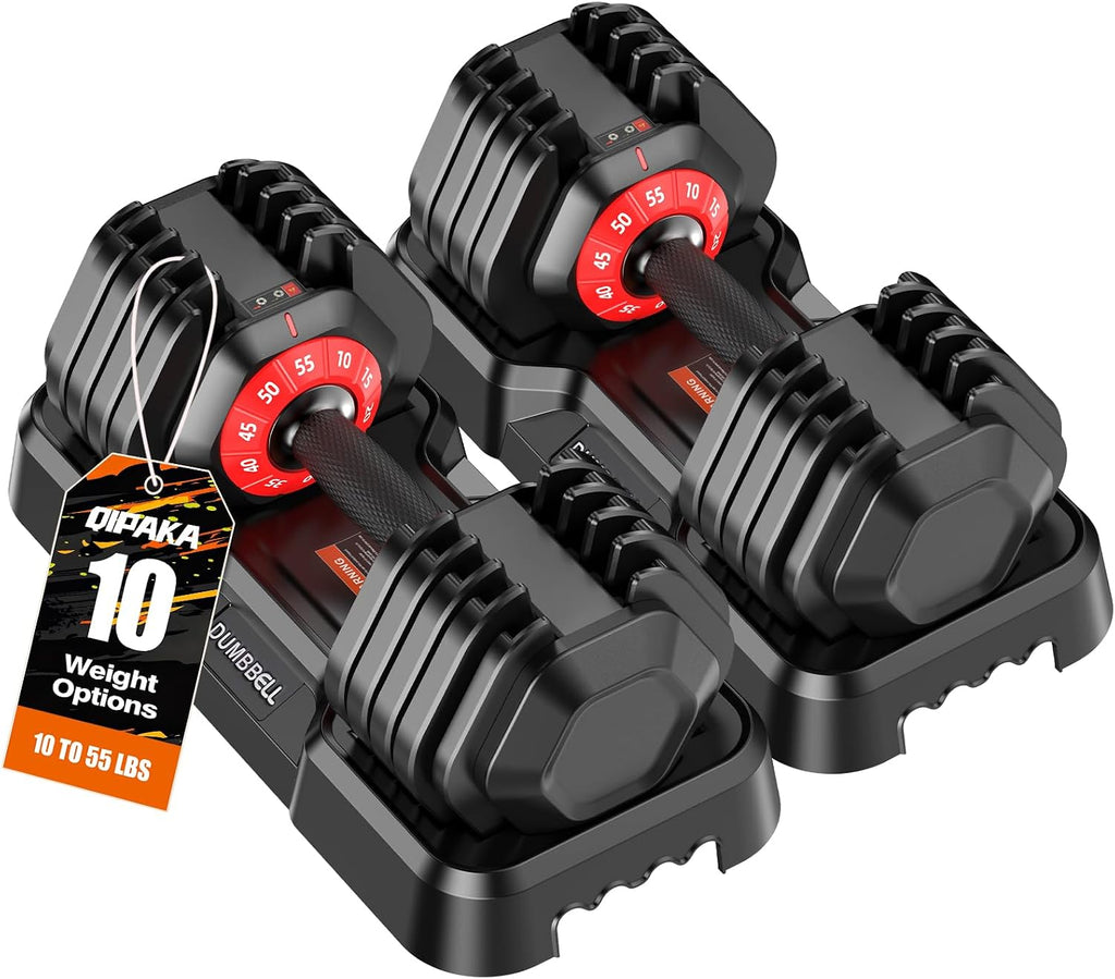 Adjustable Dumbbells Set, 10 in 1/15 in 1 Free Adjustable Weights Dumbbells Set, 25/55/52.5lbs Weights Set with Anti-Slip Handle, Fast Adjust Equipment Compact for Home Gym Strength Training