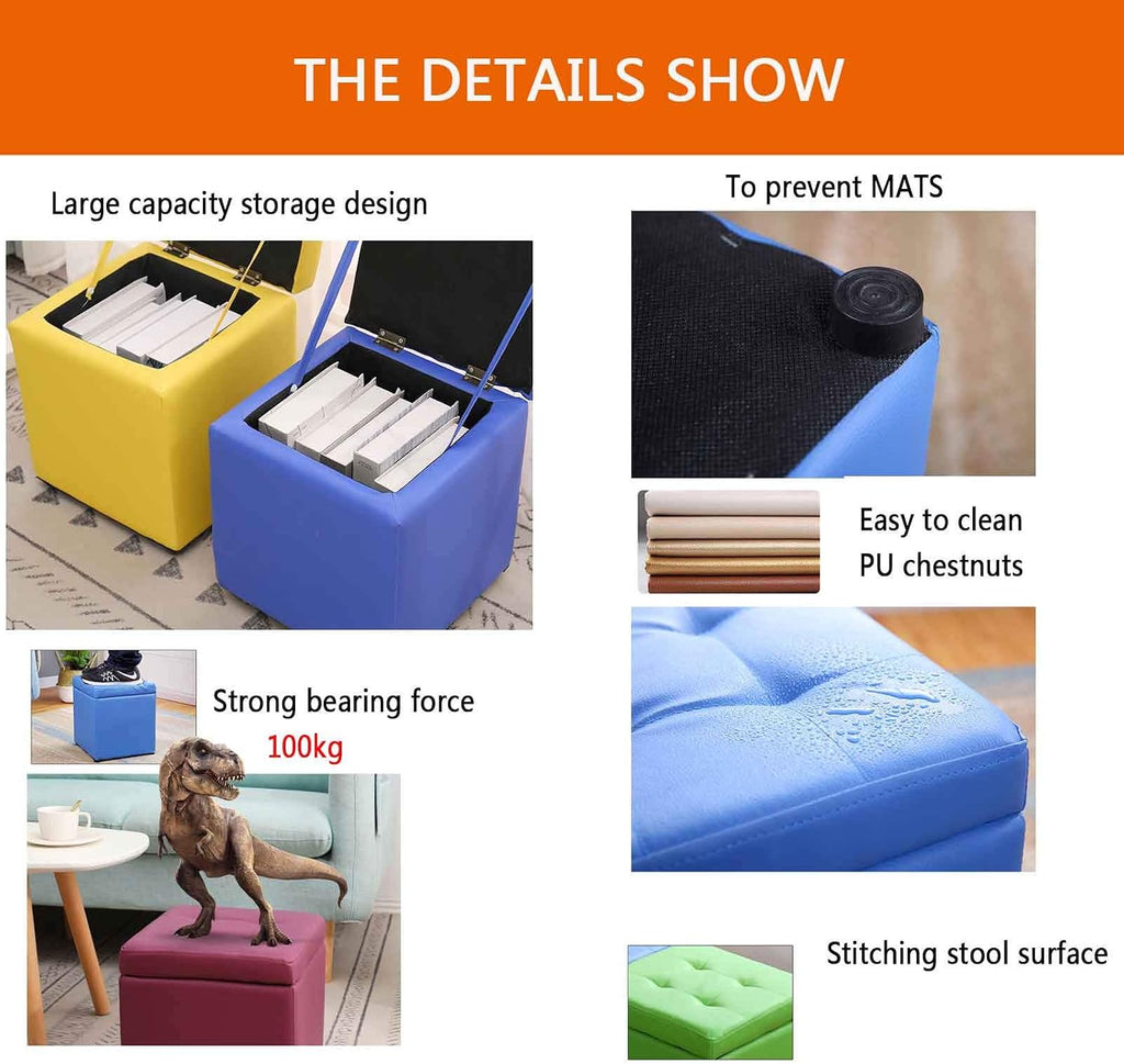 BTZHY Vanity Chair,Square Storage Upholstered Footstool, PU Leather Makeup Dressing Stool,Shoe Bench Vanity Stool Piano Seat n Functional Stool Sofa Stool