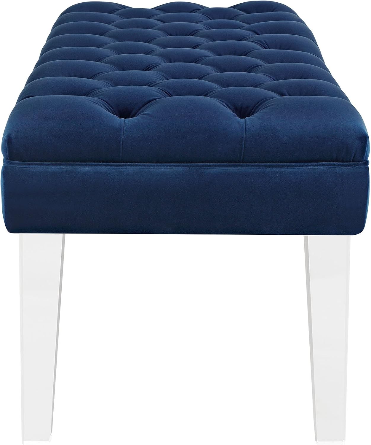 Modway Valet Tufted Button Performance Velvet Upholstered Bedroom Or Entryway Bench with Acrylic Legs in Navy