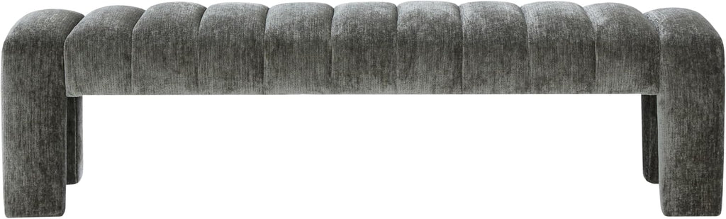 SAFAVIEH Couture Collection – Bellisima Dark Green Channel Tufted Chenille Bench, Modern Upholstered Accent Seating (SFV5127K)