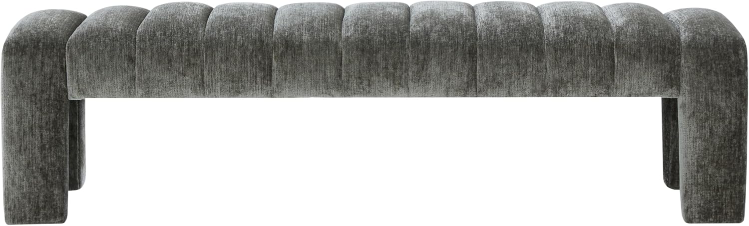 SAFAVIEH Couture Collection – Bellisima Dark Green Channel Tufted Chenille Bench, Modern Upholstered Accent Seating (SFV5127K)