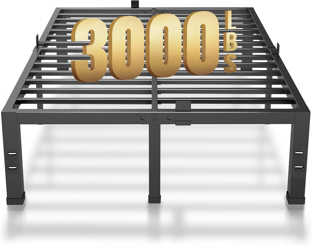 MAF 14 Inch California King Bed Frame No Box Spring Needed Heavy Duty Platform Cal King Bed Frame with Steel Slat Support 3000 LBS Noise Free Black Bed Frame Cali King