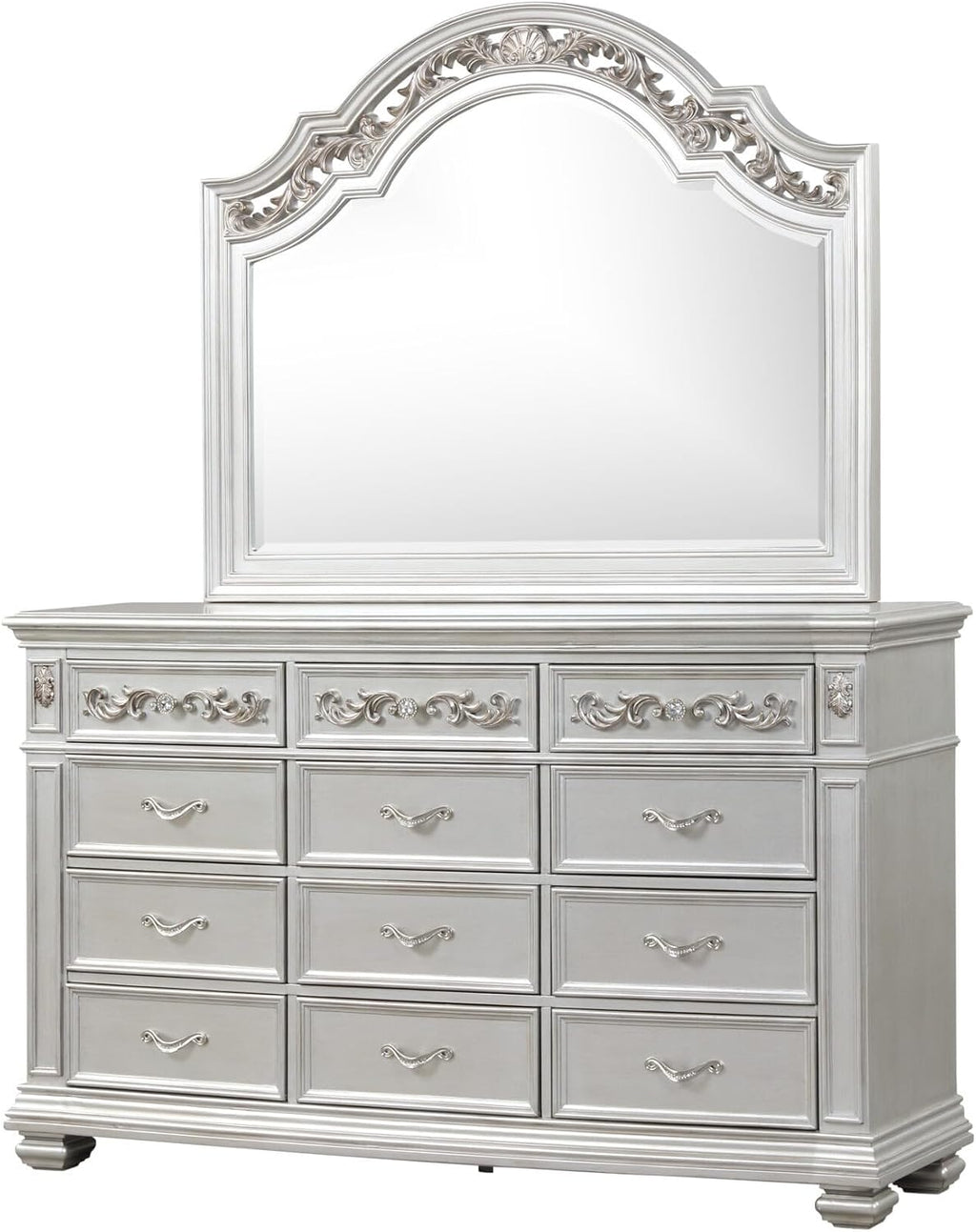 First of a Kind Valentina Silver King 4 Piece Bedroom Set