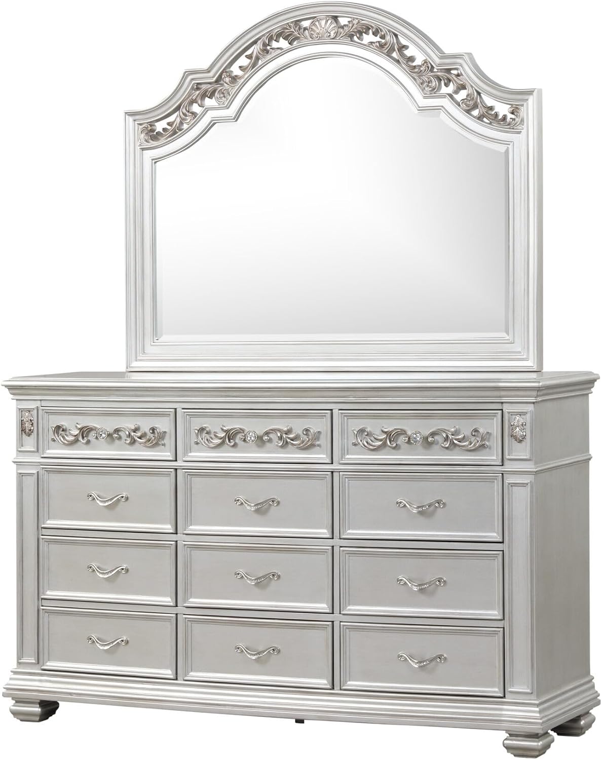 First of a Kind Valentina Silver Queen 4 Piece Bedroom Set