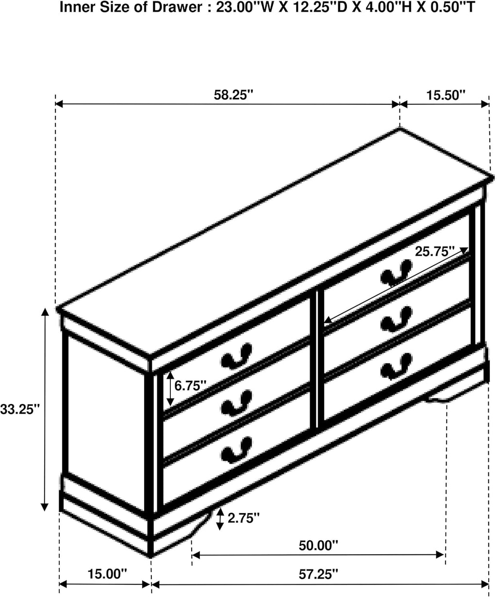 Coaster Home Furnishings Louis Philippe Traditional 4-Piece Bedroom Set Eastern King Size Sleigh Bed Frame 47-inch Headboard White 202441KE-S4