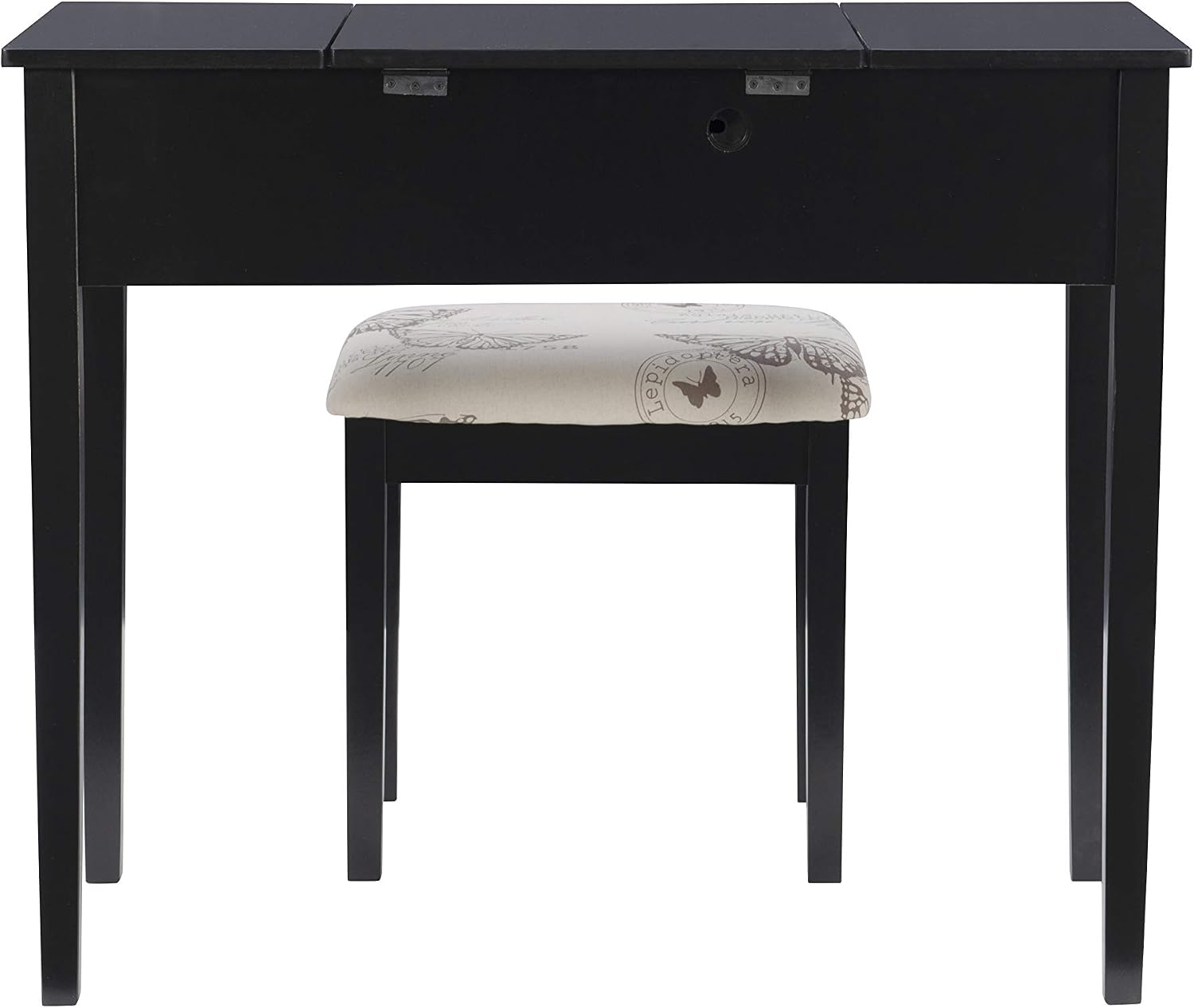 Linon Home Dcor Linon Black Butterfly Stool Vanity Set with Bench, 36'w x 18'd x 30'h,