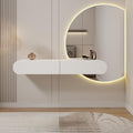 Wall-Mounted Floating Desk with Drawers Wood Floating Makeup Vanity Corner Desk for Bathroom Hairdressers Solid Construction(95cm)