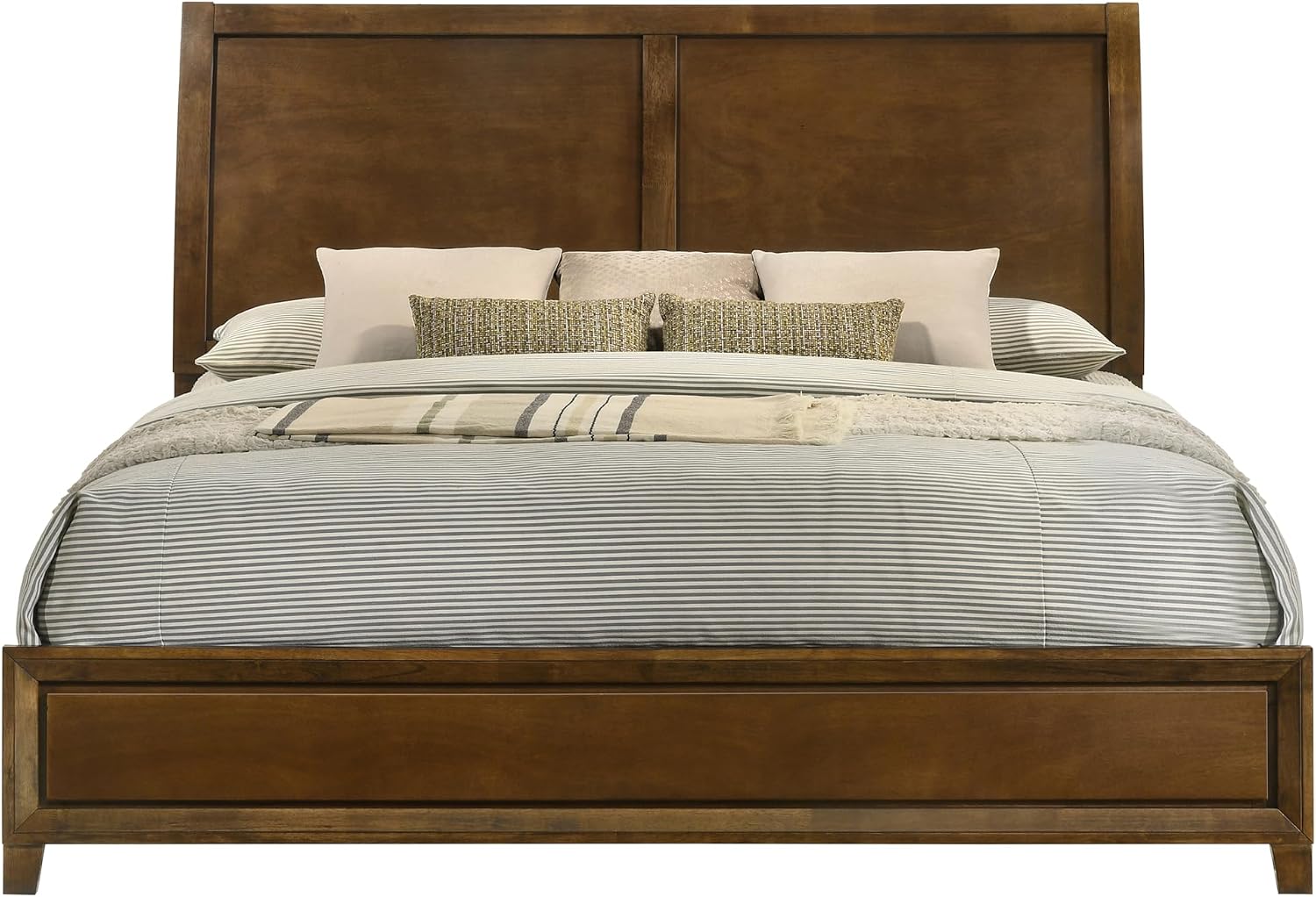 New Classic Furniture Ballard 4-Piece Wood King Bedroom Set with Nightstand, Walnut Brown