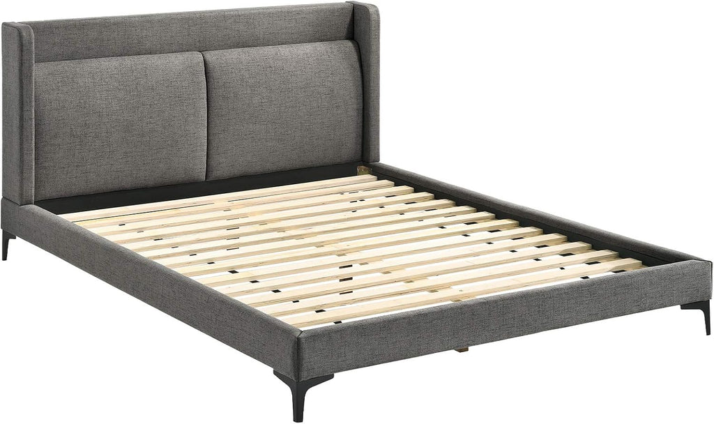 Armen Living Legend 3 Piece Fabric King Platform Bed and Nightstands