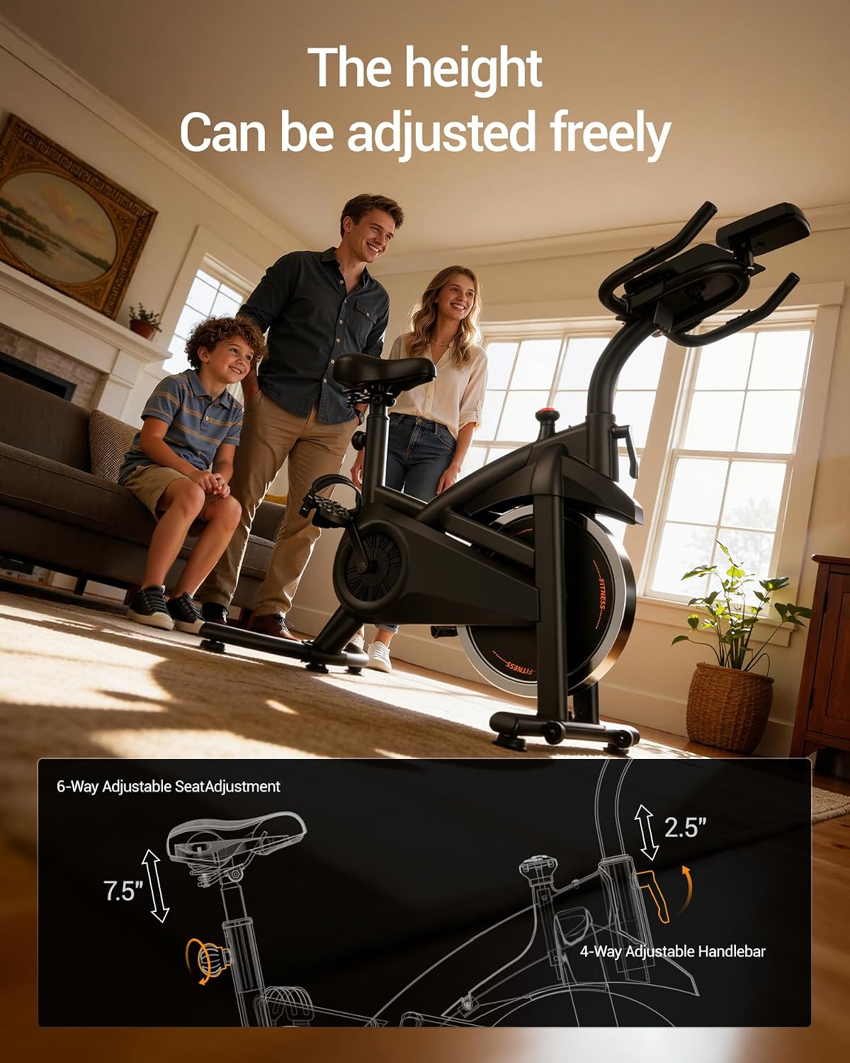 CURSOR FITNESS Exercise Bike, Brake Pad Stationary Bike for Home with Exclusive App, Stationary Bikes for Home with 300 lb Weight, Indoor Cycling Spin Bike Workout Bike with Extra Comfort Seat
