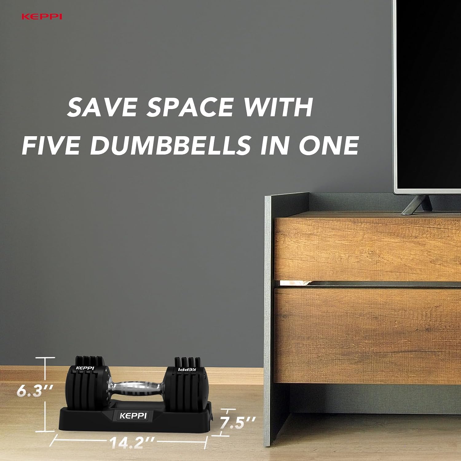 Keppi Adjustable Dumbbells Set-25lb/40lb/55lb/60lb, Anti-Slip Metal Fast Adjust Weight Handle, Exercise & Fitness for Full Body Workout - Adjustable Dumbbell Series