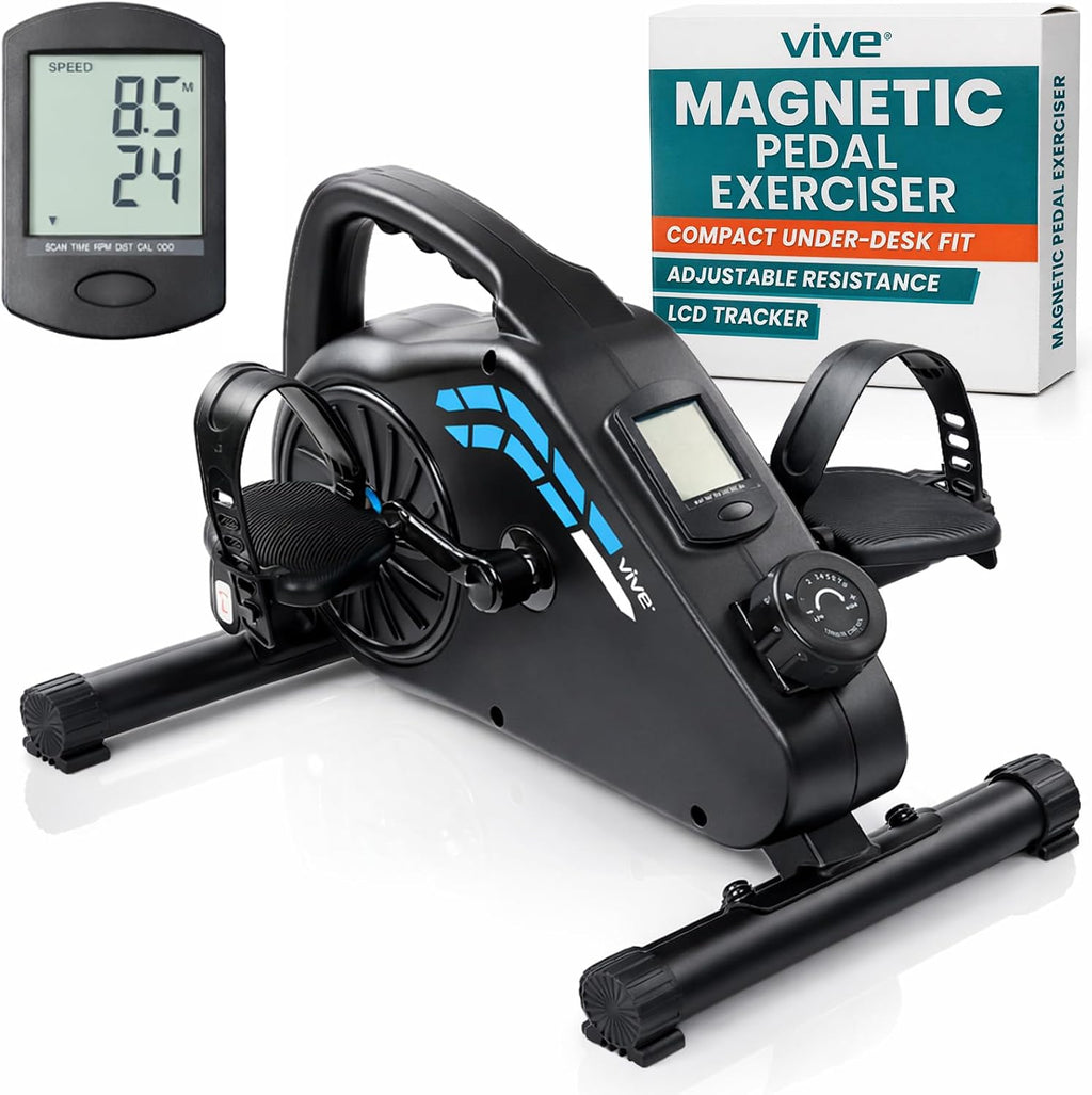 Vive Under Desk Bike Pedal Exerciser - Stationary Exercise Leg Peddler - Low Impact, Portable Mini Cycle Bike for Under Your Office Desk - For Arm or Foot - Small, Sit-Down Recumbent Equipment Machine