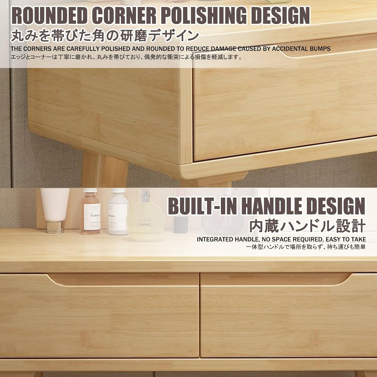 Makeup Desk，Dressing Table Set，Cabinets Vanity Table for Storing Items，with Mirror and Drawers Vanity Table Makeup Desk，Convient Pour La Chambre Et Le Salon.(Wood,with Light_60CM)